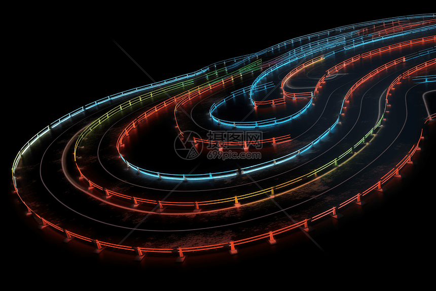 五彩灯下的赛道图片