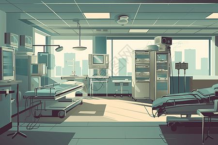 器材城市医院的无菌环境插画