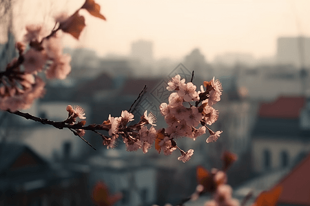 精致的樱花树枝的特写镜头图片