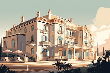 健身私人订制私人别墅插画