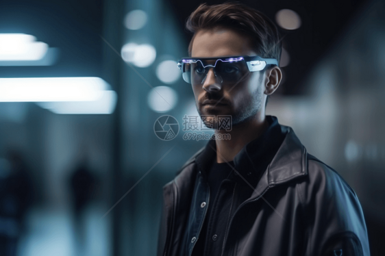 男人使用AR眼镜设计图片