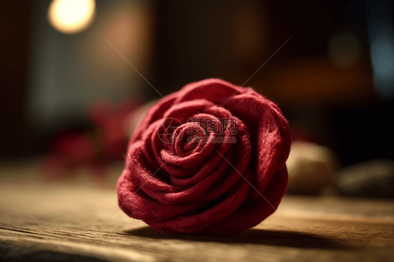 盛开的羊毛毡玫瑰的手作图图片