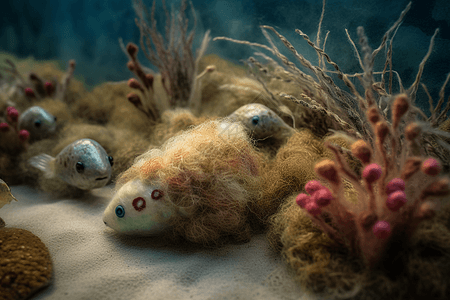 羊毛毡制海洋生物图片