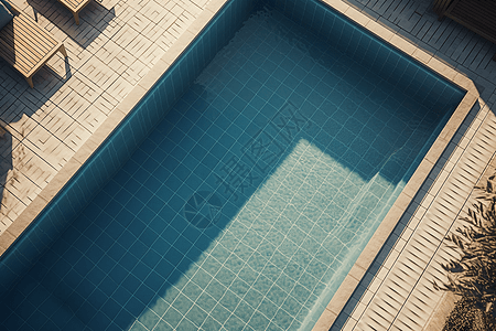 现代游泳池的极简主义镜头图片