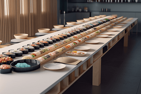 日式海鲜时尚而现代的寿司店设计图片