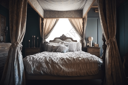 亚麻床罩的卧室图片