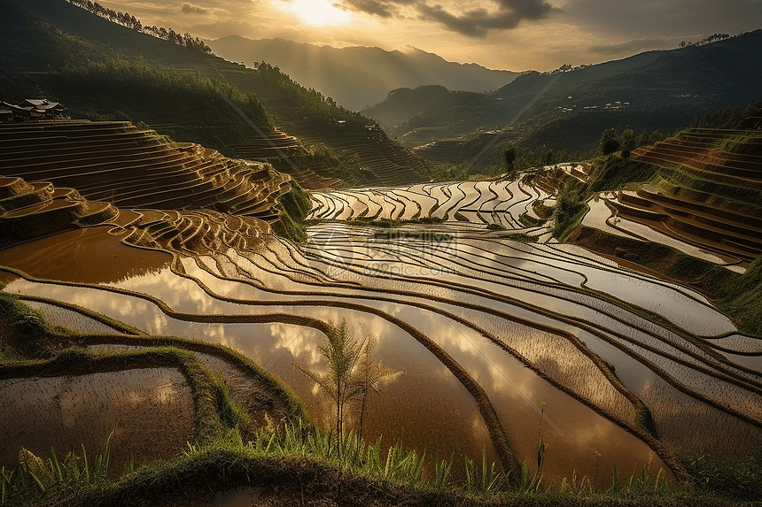 乡村梯田风光图片