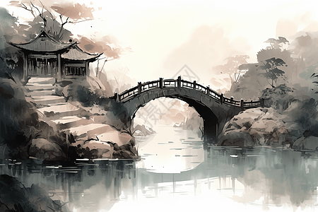 中式水墨风景画图片