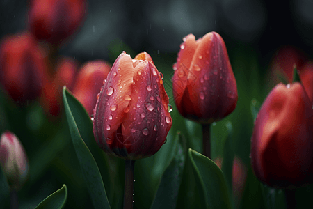 雨中的郁金香图片