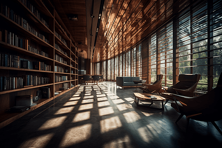 有阳光照射的图书馆不图片