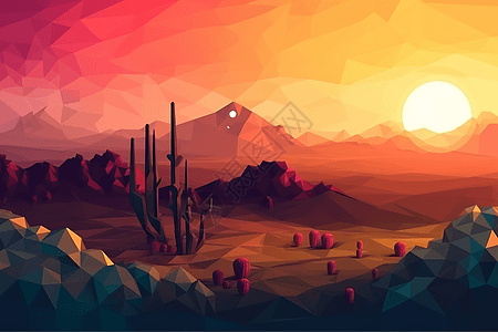 沙漠日落的场景图片