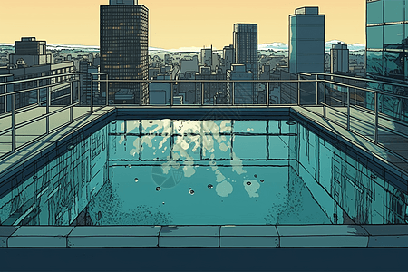 可以看城市风景的游泳池图片