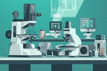 医学研究的设备和技术平面插图背景图片