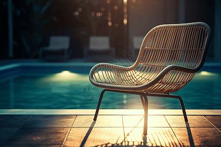 泳池环境中的躺椅3D图图片