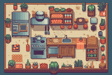 厨房台面像素游戏图片