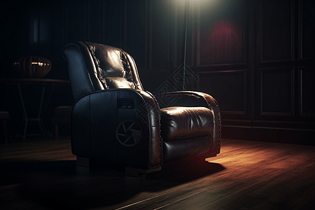家庭影院中的躺椅3D渲染图图片