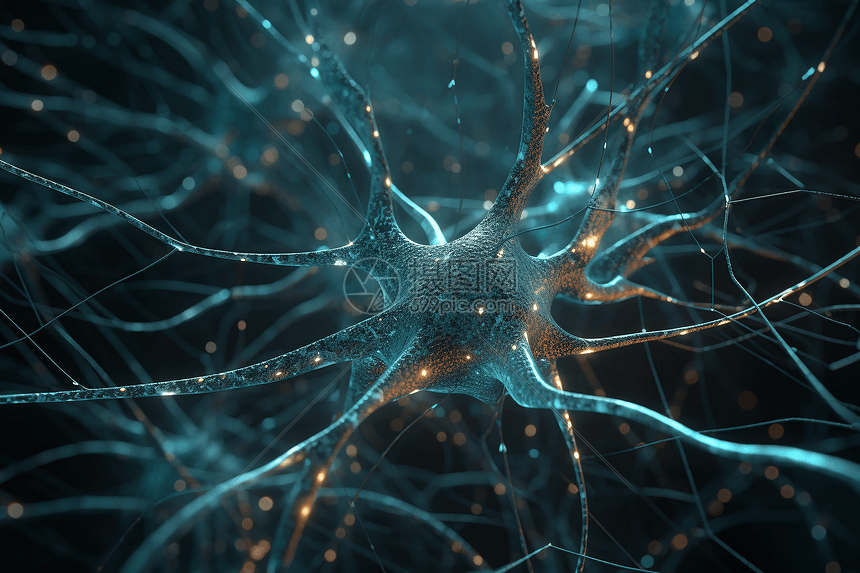 3D神经细胞结构概念场景图片