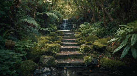 森林里的台阶图片