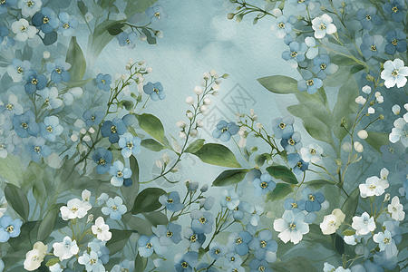 蓝白色的花背景图片