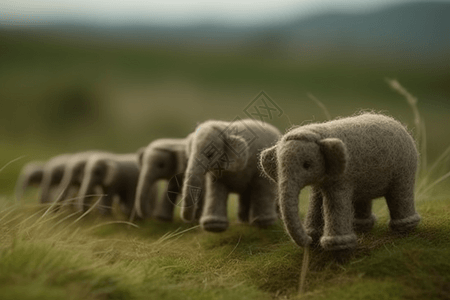 羊毛大象手工品图片