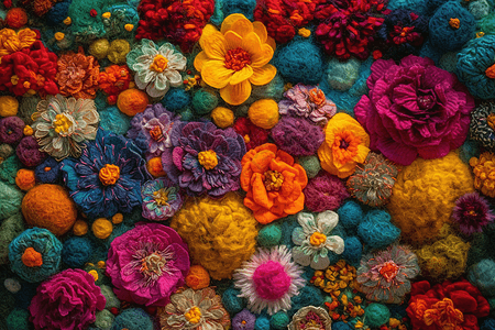 羊毛针织花朵背景图片