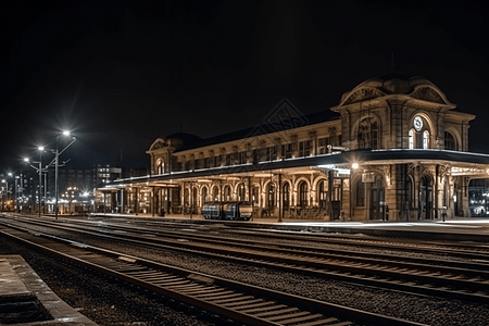 夜景车站轨道图片