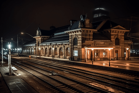 车站夜景图片