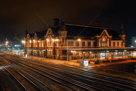 晚上的火车站图片