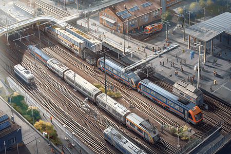 鸟瞰火车站图片