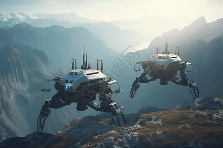 山地上的智能机器人图片