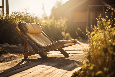 舒适的躺椅和明媚的阳光图片
