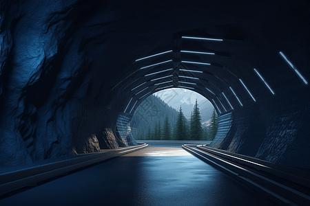 科技感山路隧道图片