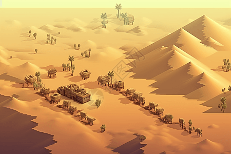 沙漠骆驼商队图片