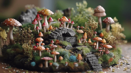 微型池塘蘑菇图片