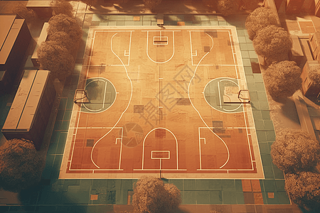 鸟瞰室外篮球场地图片