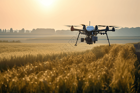 无人机在稻田里工作图片