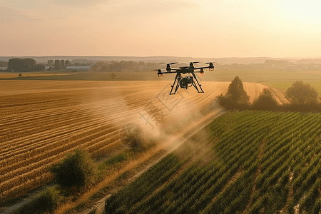 无人机在农作物上喷洒农药图片