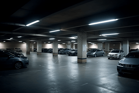 昏暗的地下停车场图片