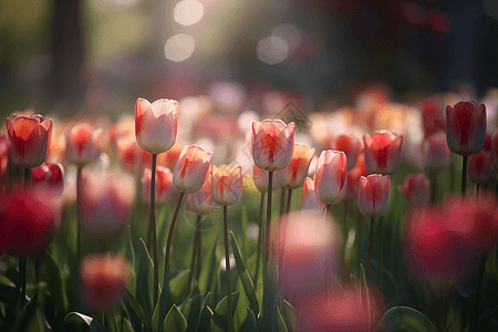 花丛里的郁金香花图片