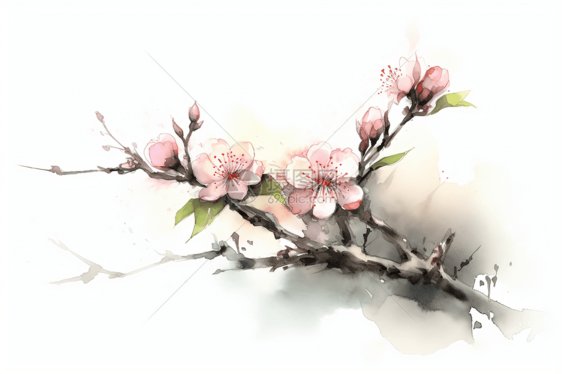桃花树枝图片