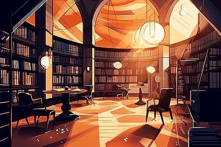 温馨宁静的图书馆背景图片