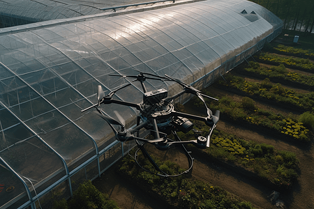 无人机在温室屋顶上图片