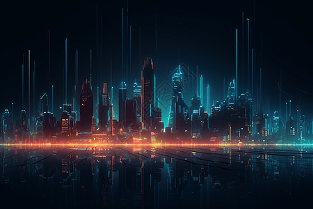 科幻城市天际线插画图片