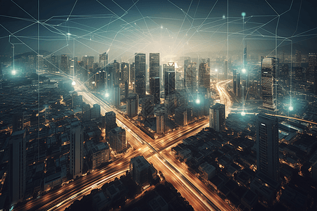 繁华街道,科技感城市街道线条设计图片