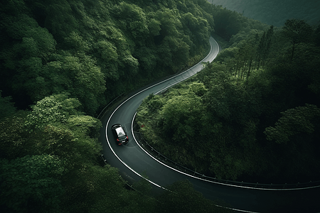 开车山路盘旋的汽车道路背景