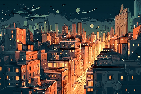 城市建筑夜景图片