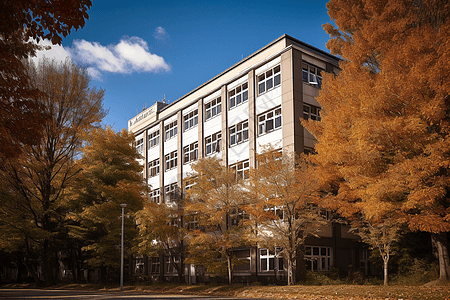 学校建筑树木背景图片