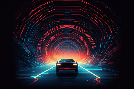 科技感彩色隧道图片
