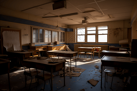 残破的教室废墟图片