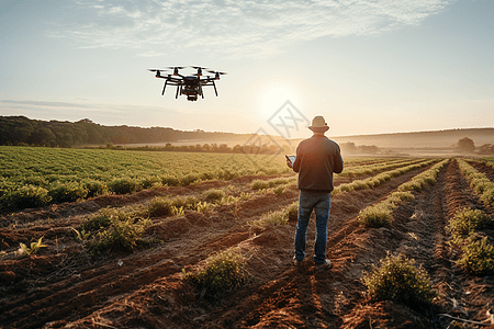 农民操作无人机作业图片